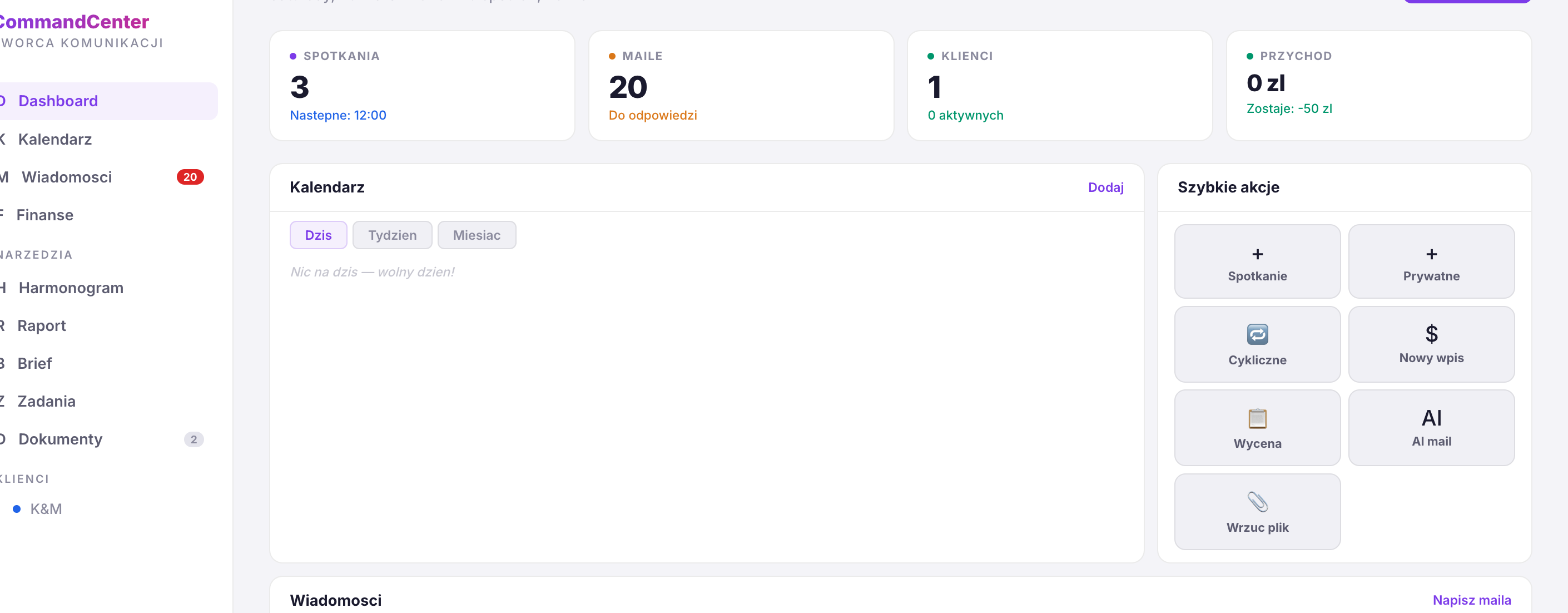 Command Center — dashboard zastępujący 6 narzędzi